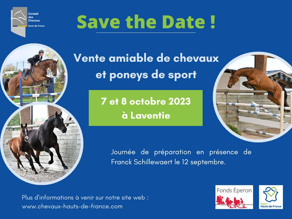 Save the Date : Vente amiable de chevaux et poneys de sport - 7 et 8 octobre 2023